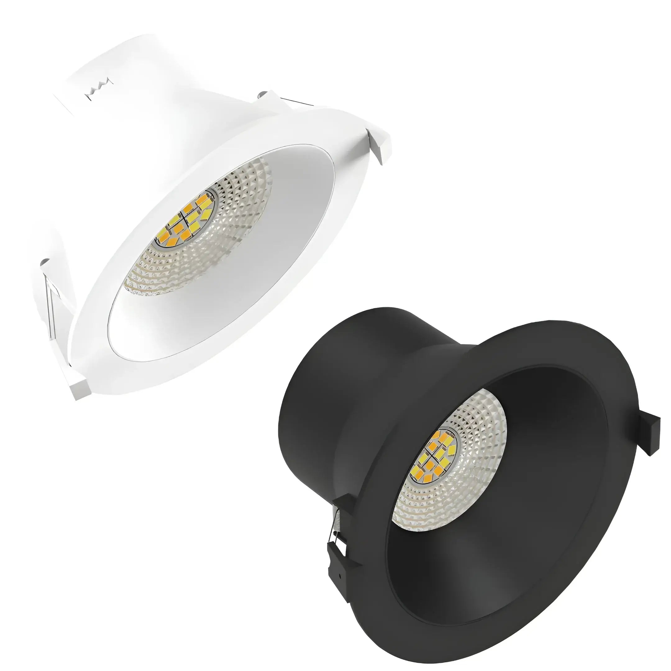 OptiLux 13W tri-colour dimmable LED downlight 90mm cut-out white black modern recessed