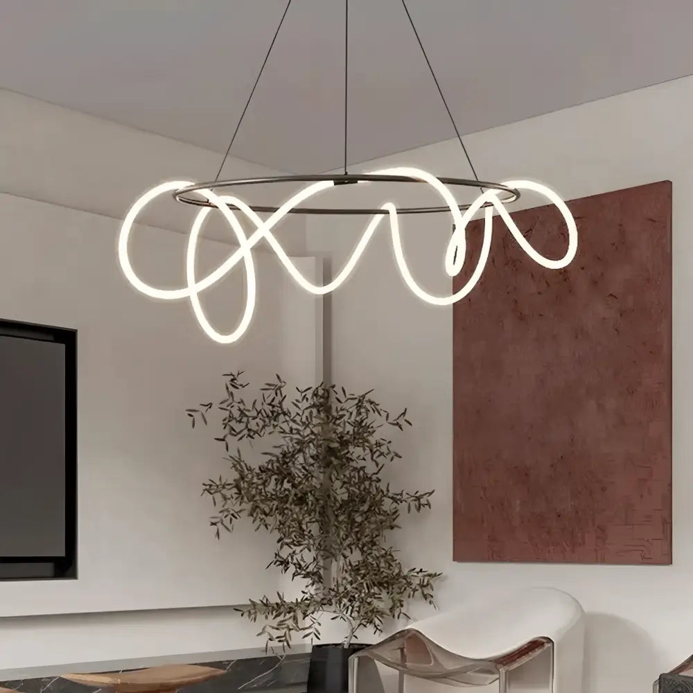 Green Earth Lighting Australia Pendant Light ORBIS BLACK 90W Circular LED Squiggle Pendant