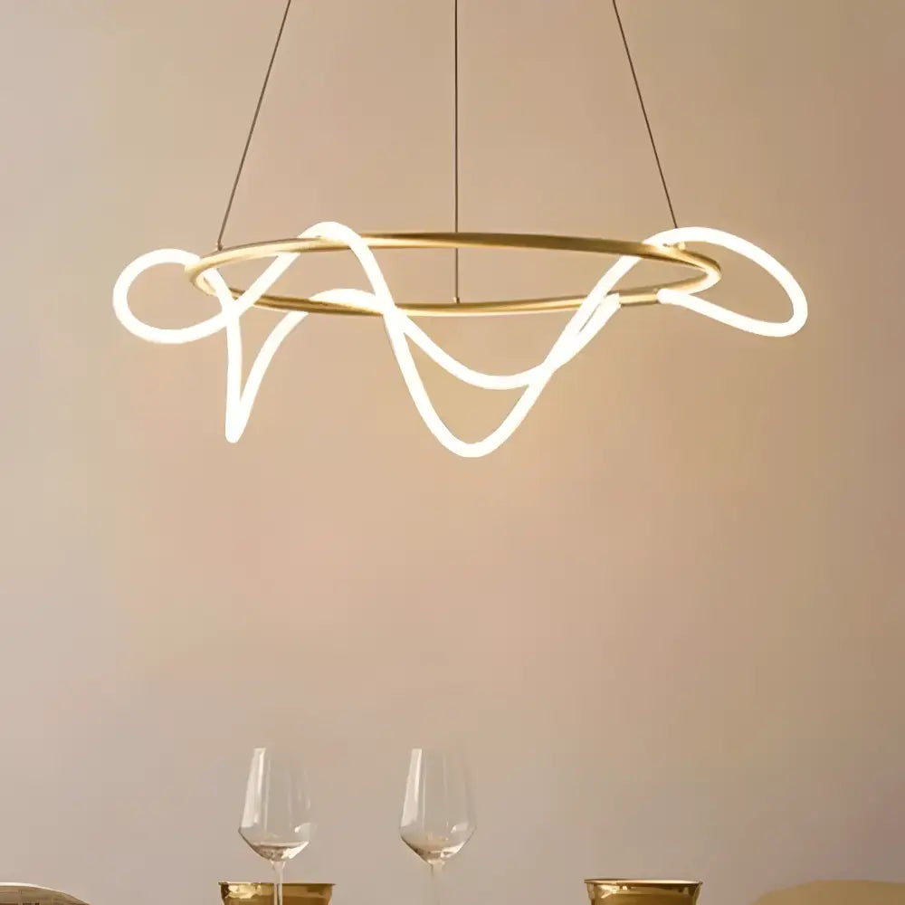 Green Earth Lighting Australia Pendant Light ORBIS SATIN BRASS 90W Circular LED Squiggle Pendant