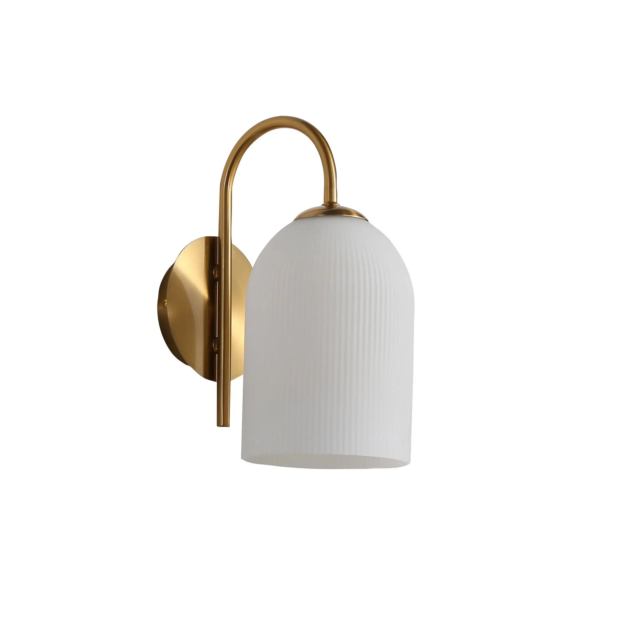 Oriel Arley Wall Light Satin Brass Ribbed Opal Glass