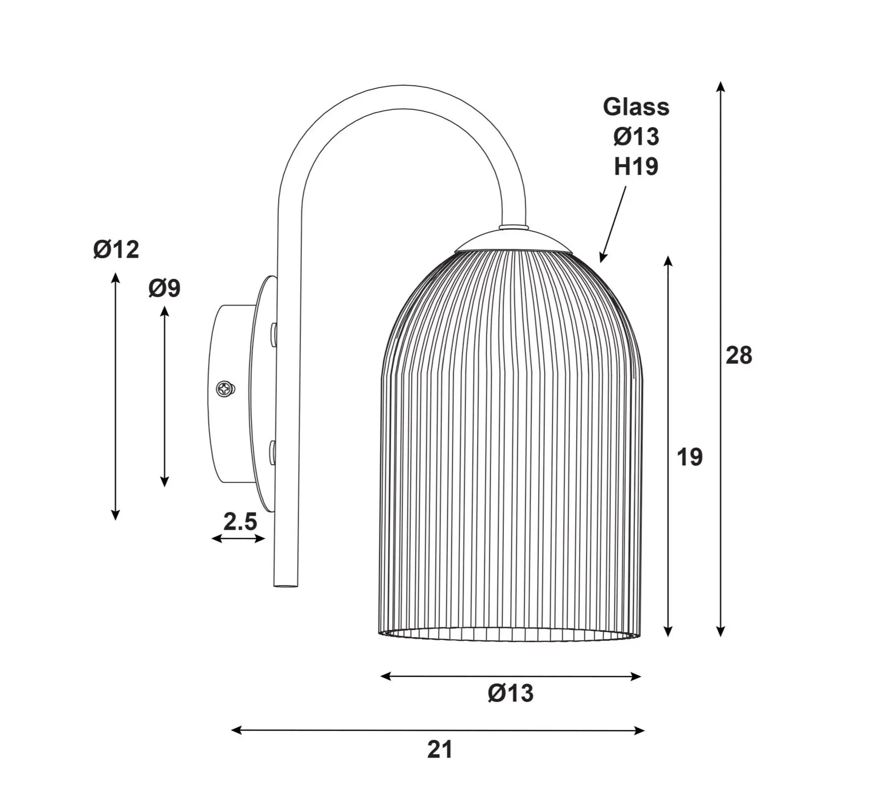 Oriel Arley Wall Light Satin Brass Ribbed Opal Glass