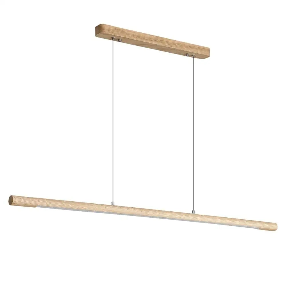 Oriel Caber ash timber LED pendant light with matching canopy.