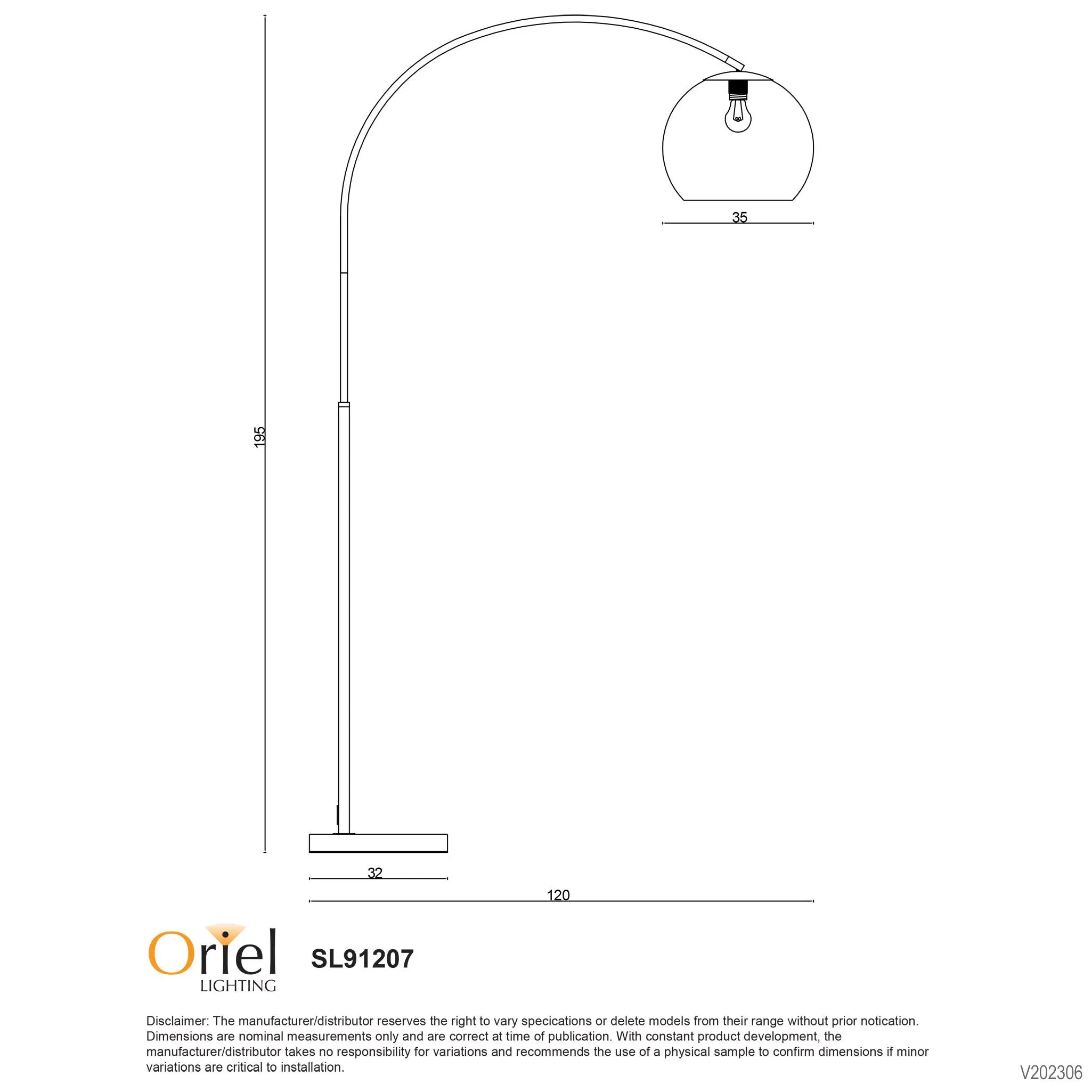 Over Floor Lamp with Acrylic Shade Black