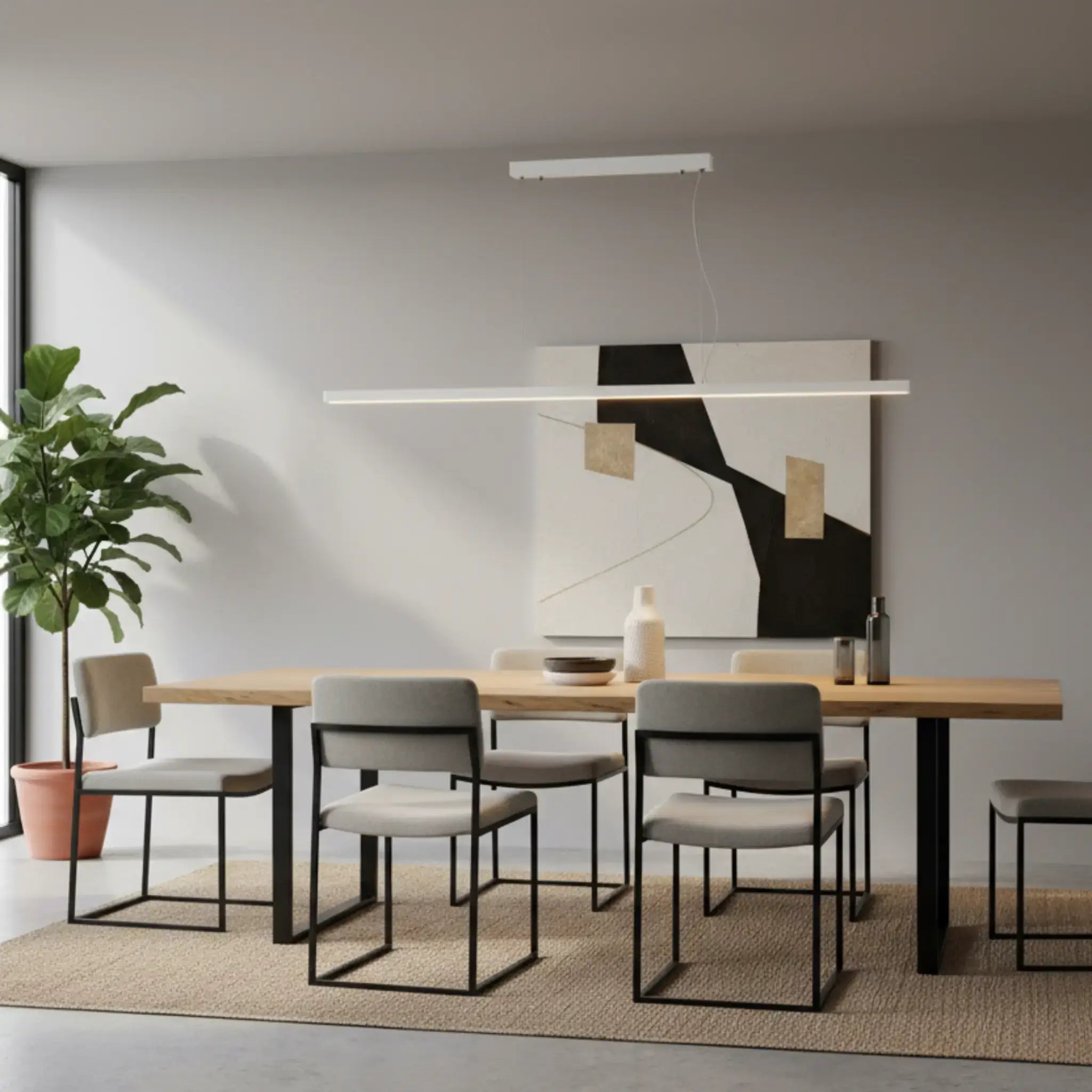 Oriel Shard 1500mm 30w Cct Led Slimline Pendant White