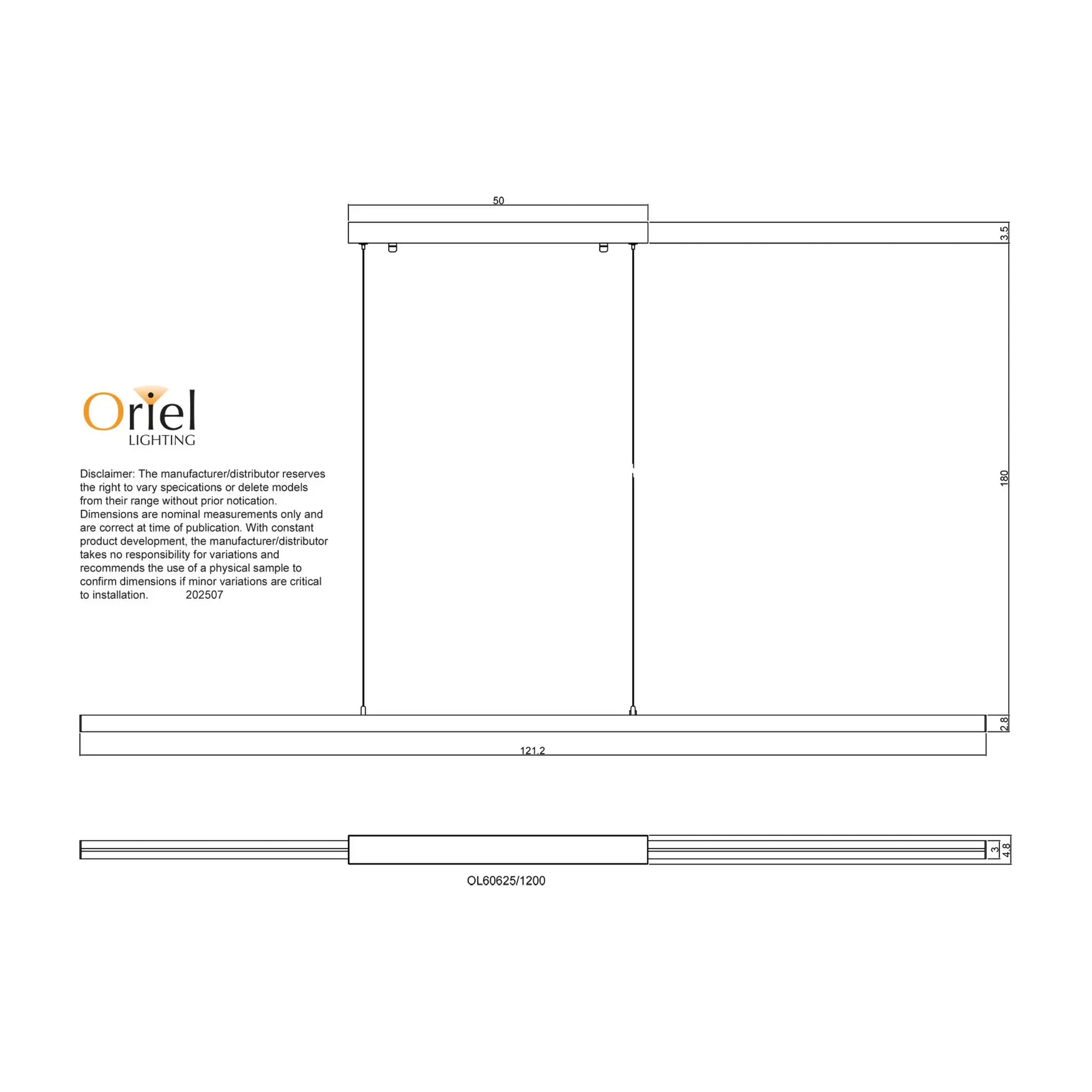 Oriel Shard 1200mm 24w Led Slimline Pendant Light
