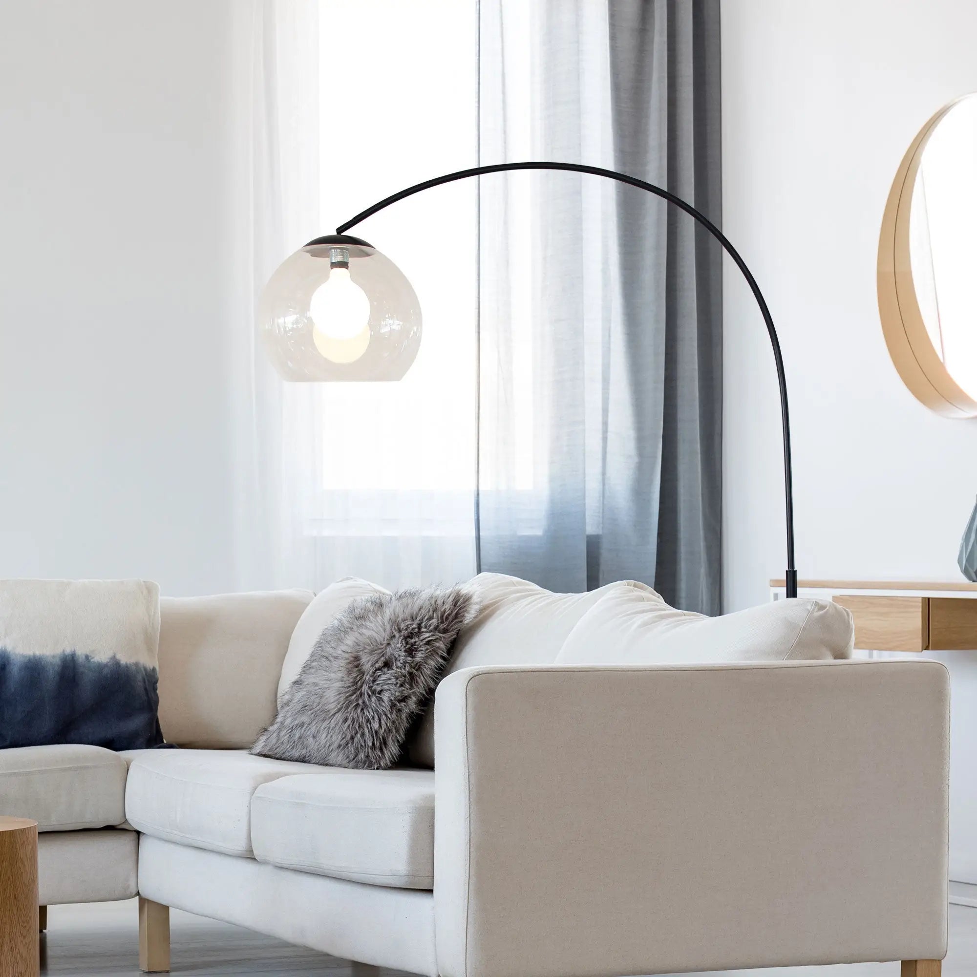 Over Floor Lamp with Acrylic Shade Black