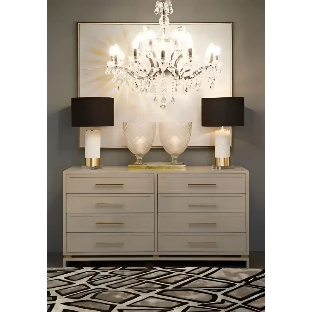CAFE LIGHTING & LIVING Table Lamp Paola Marble Table Lamp - White w Black Shade B11554