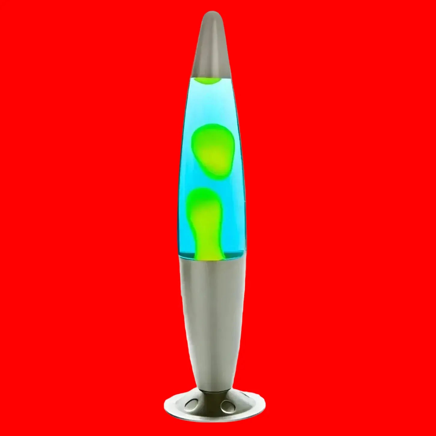 Peace Motion Lamp Silver Base Yellow Wax Blue Liquid