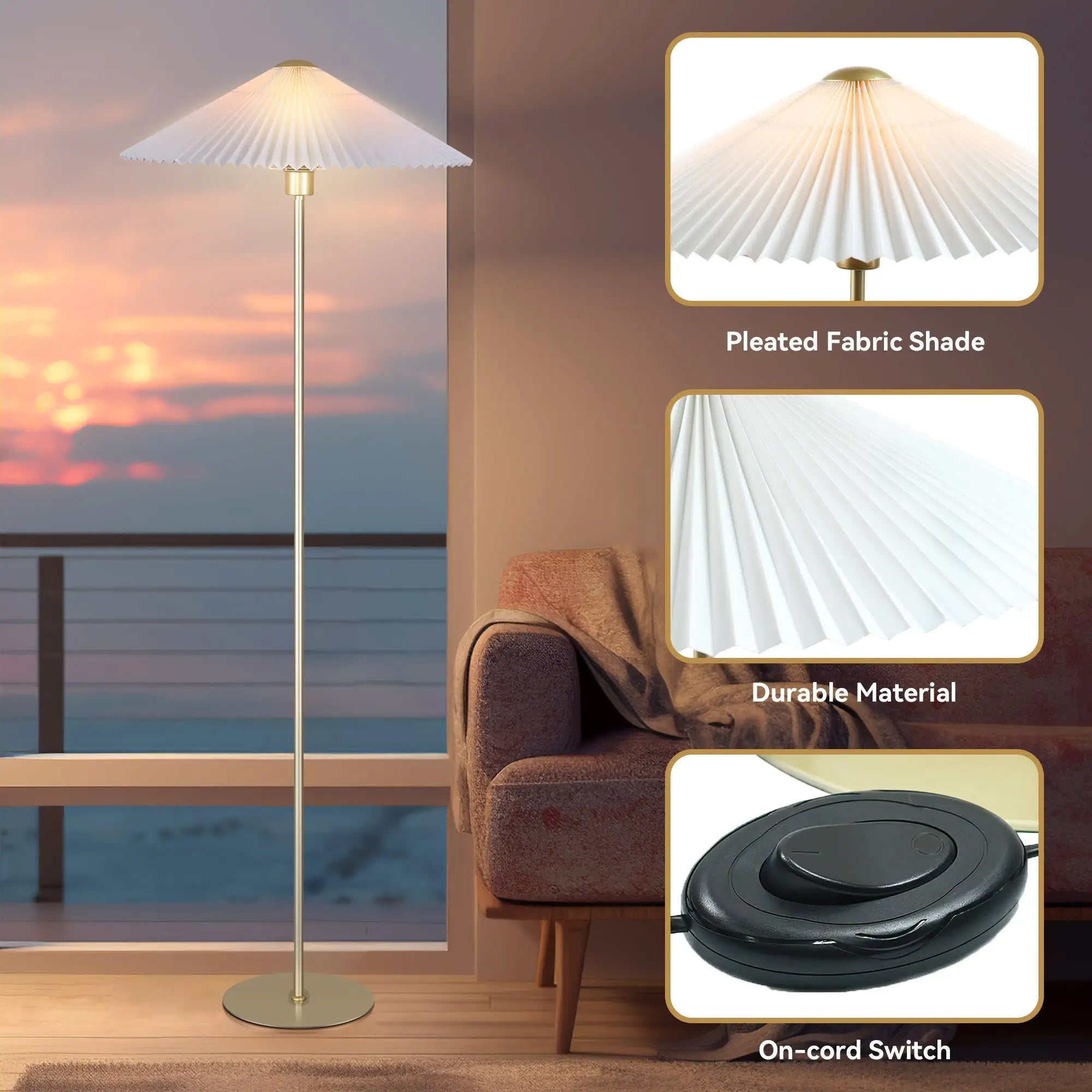 Peck Pleated Floor Lamp Lexi Lighting