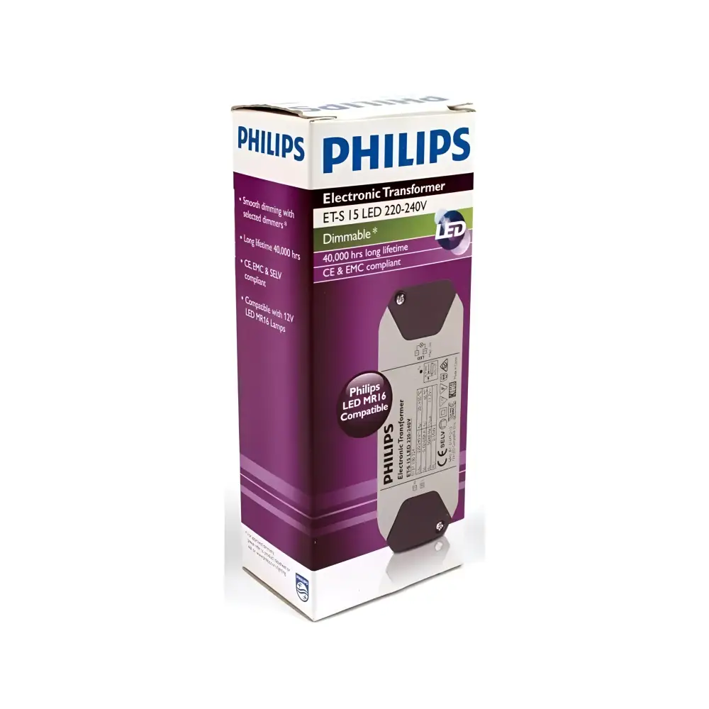 Philips Transformer Philips Dimmable Electronic Transformer for use with 12V MR16 LED (ET-S 15) ETS15