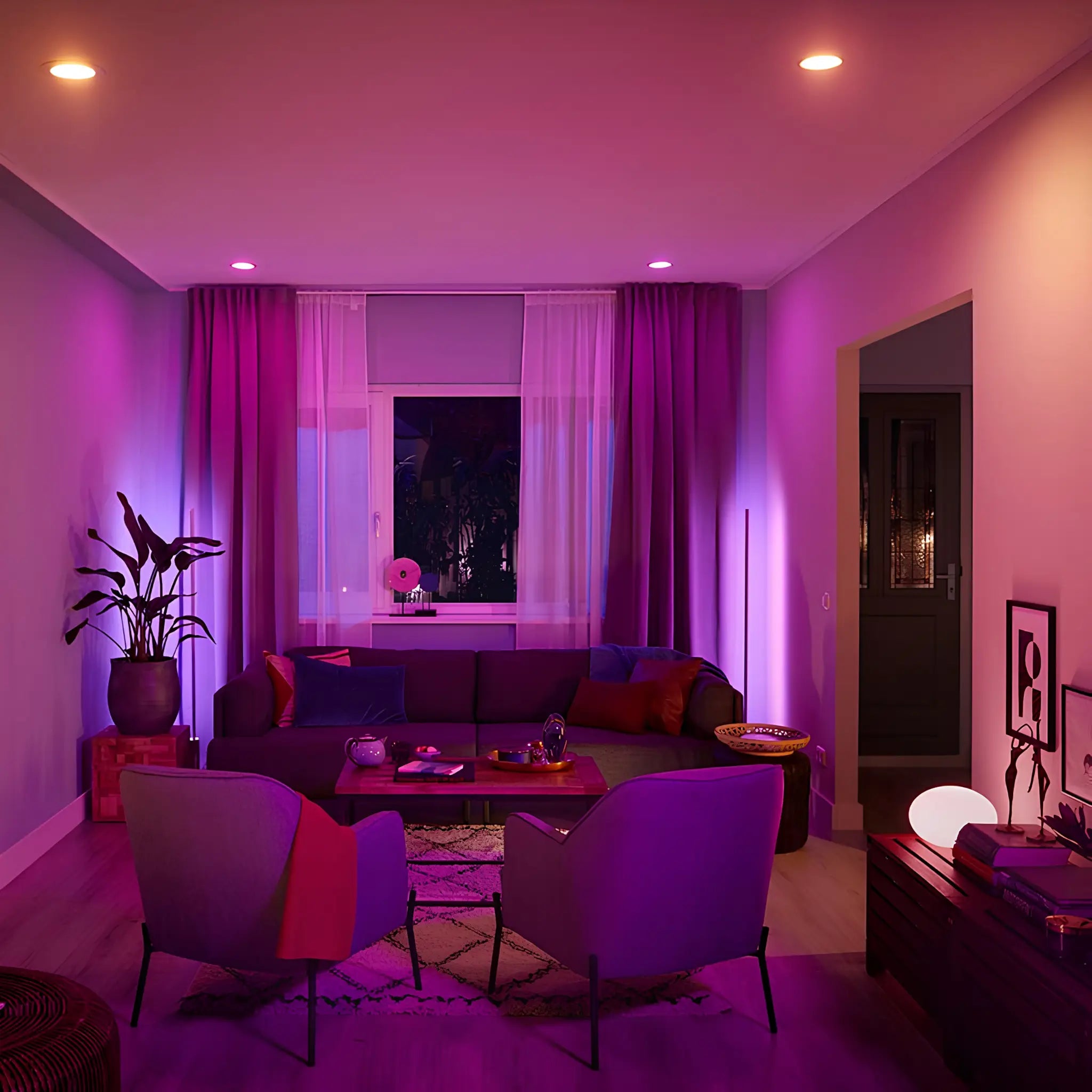 4Pk Philips Hue Akari 8.5W White & Colour Smart LED Downlight - 90mm Cut out