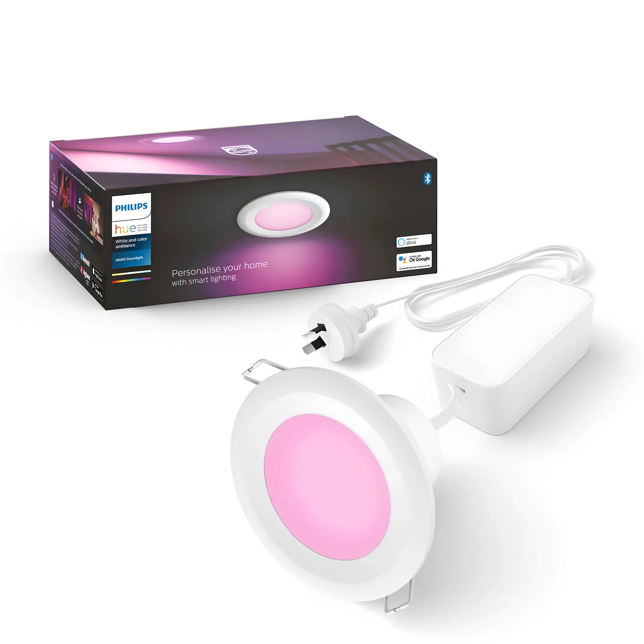 Philips Hue Akari 8.5W White & Colour Smart LED Downlight - 90mm Cut out