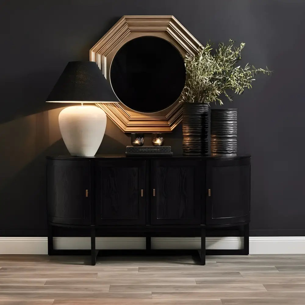 CAFE LIGHTING & LIVING Table Lamp Picasso Table Lamp - Natural w Black Shade B13296
