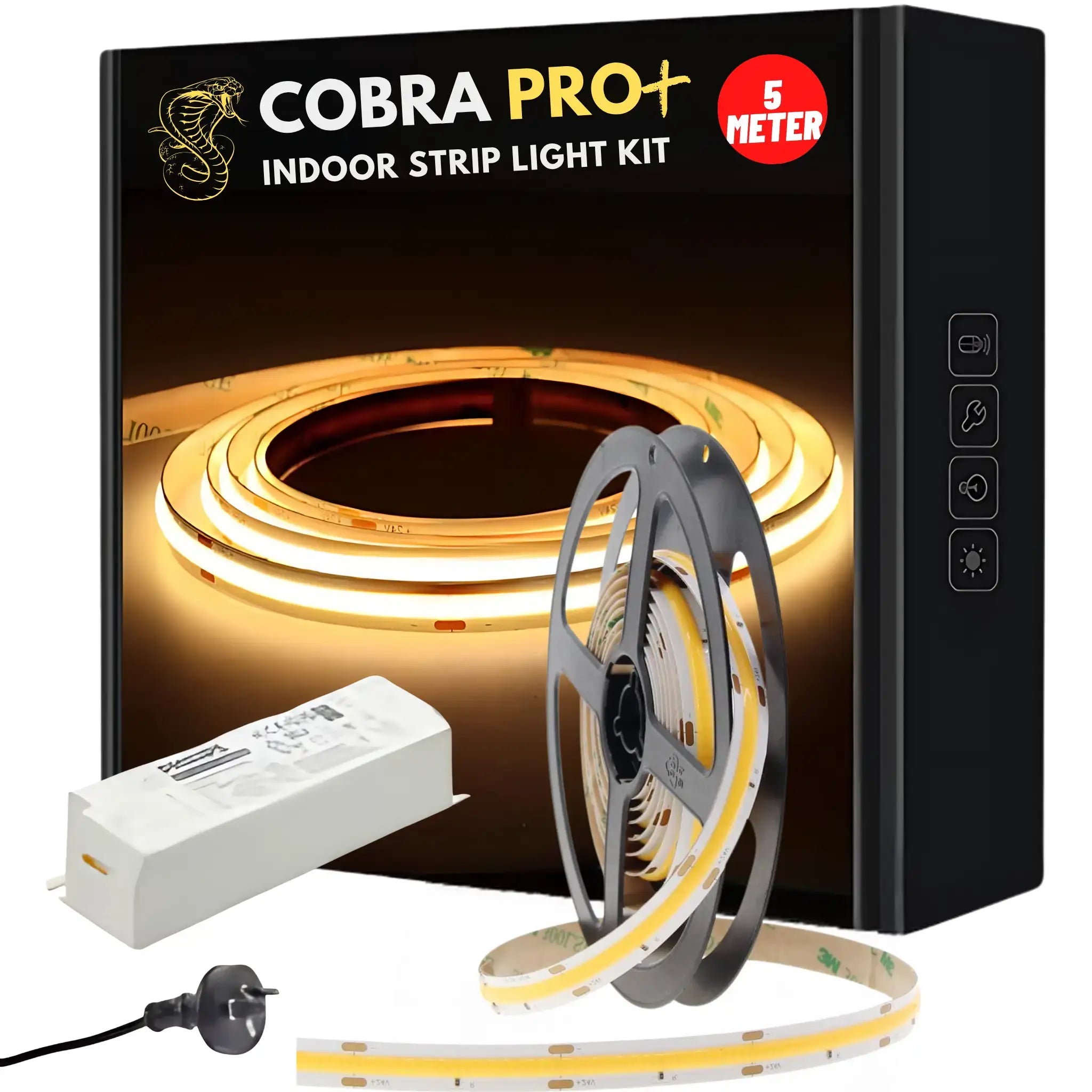 10mm 6000k Daylight Led Strip Ip20 Cob Lighting 24v - Plug & Play 5 Meter Diy Strip Kit