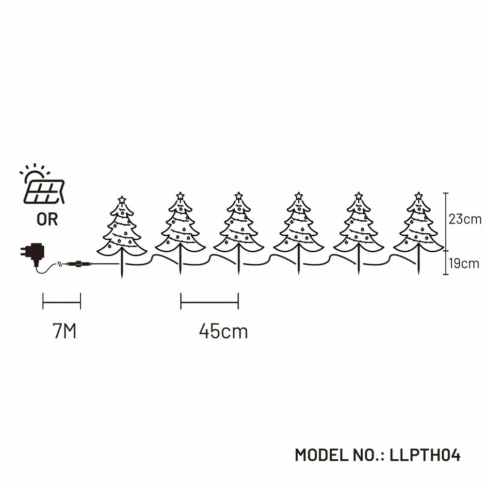 Promo Christmas Path Light Dual Power Set of 6 LED Tree Stakes LLPTH04-P