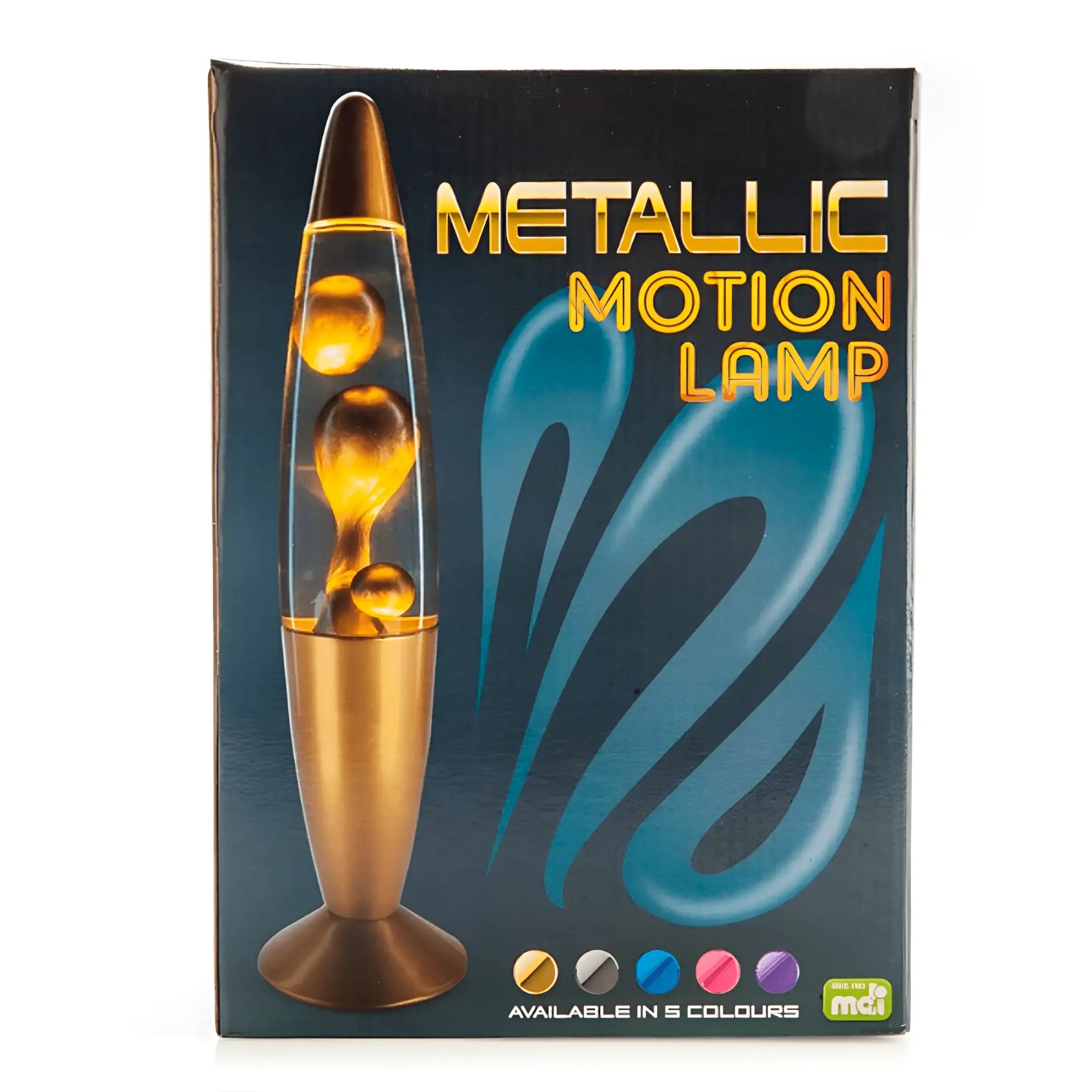 Metallic purple magma motion lamp with gold and bronze glowing wax beads in a sleek glass base metallic motion lamp purple