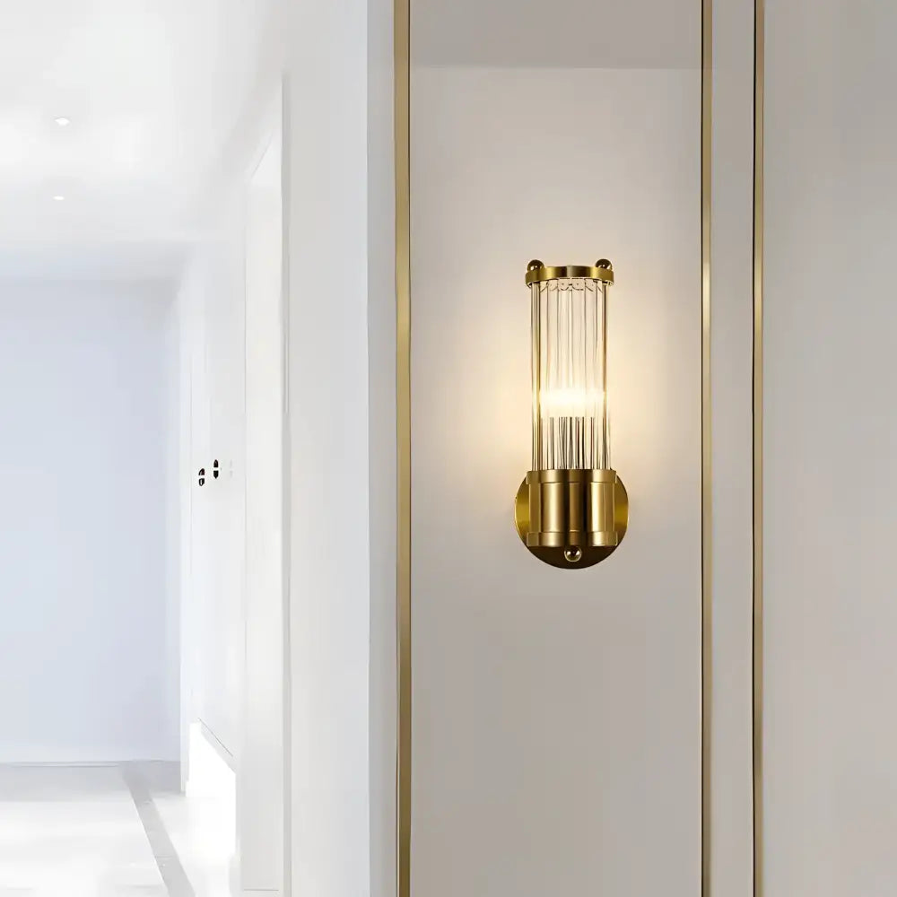 Green Earth Lighting Australia Wall Light RÄFFLAD Ribbed Glass with Antique Brass Finish Wall Light GE16S