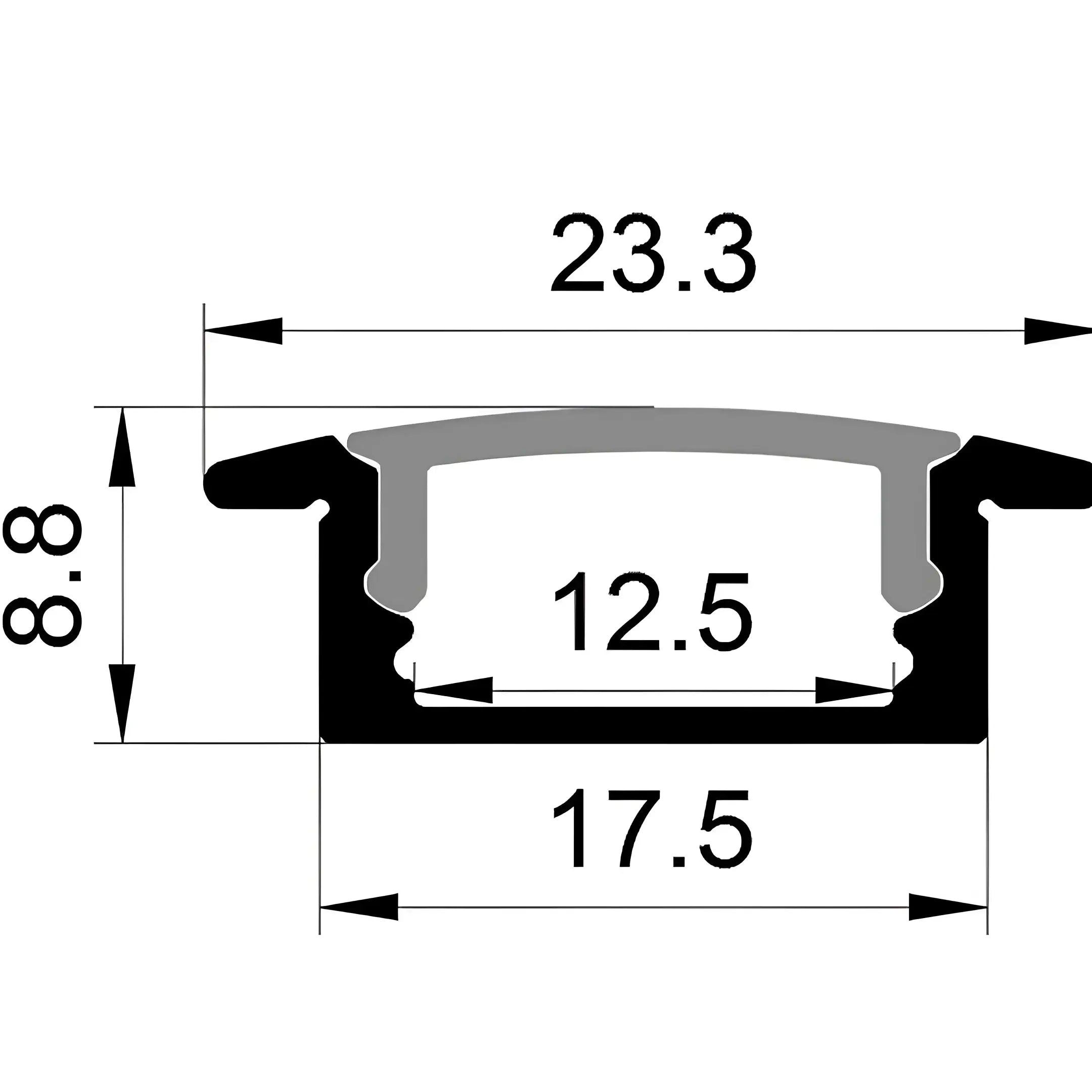 Recessed Led Aluminium Profile – Silver 25mm x 9mm | Led Strip Light Channel