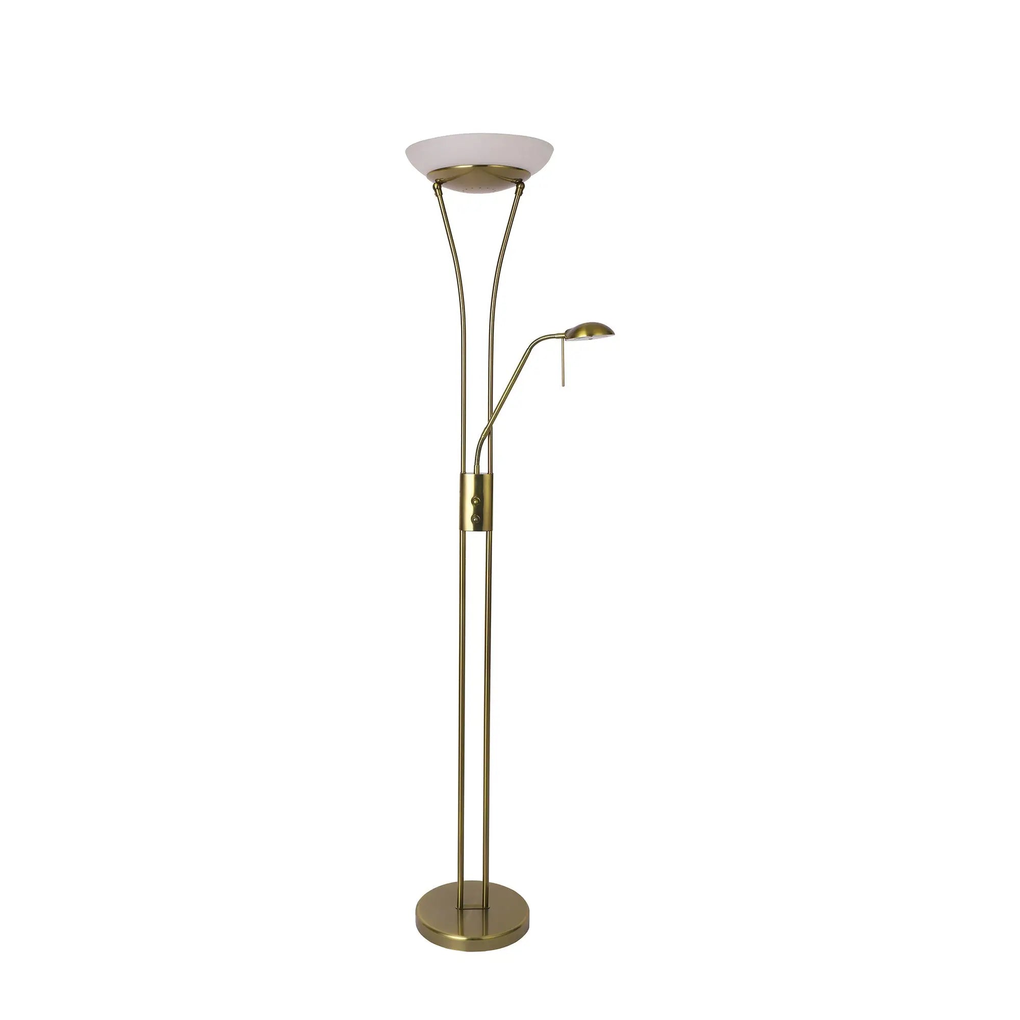 Reed Led Mother & Child Floor Lamp - Antique Brass