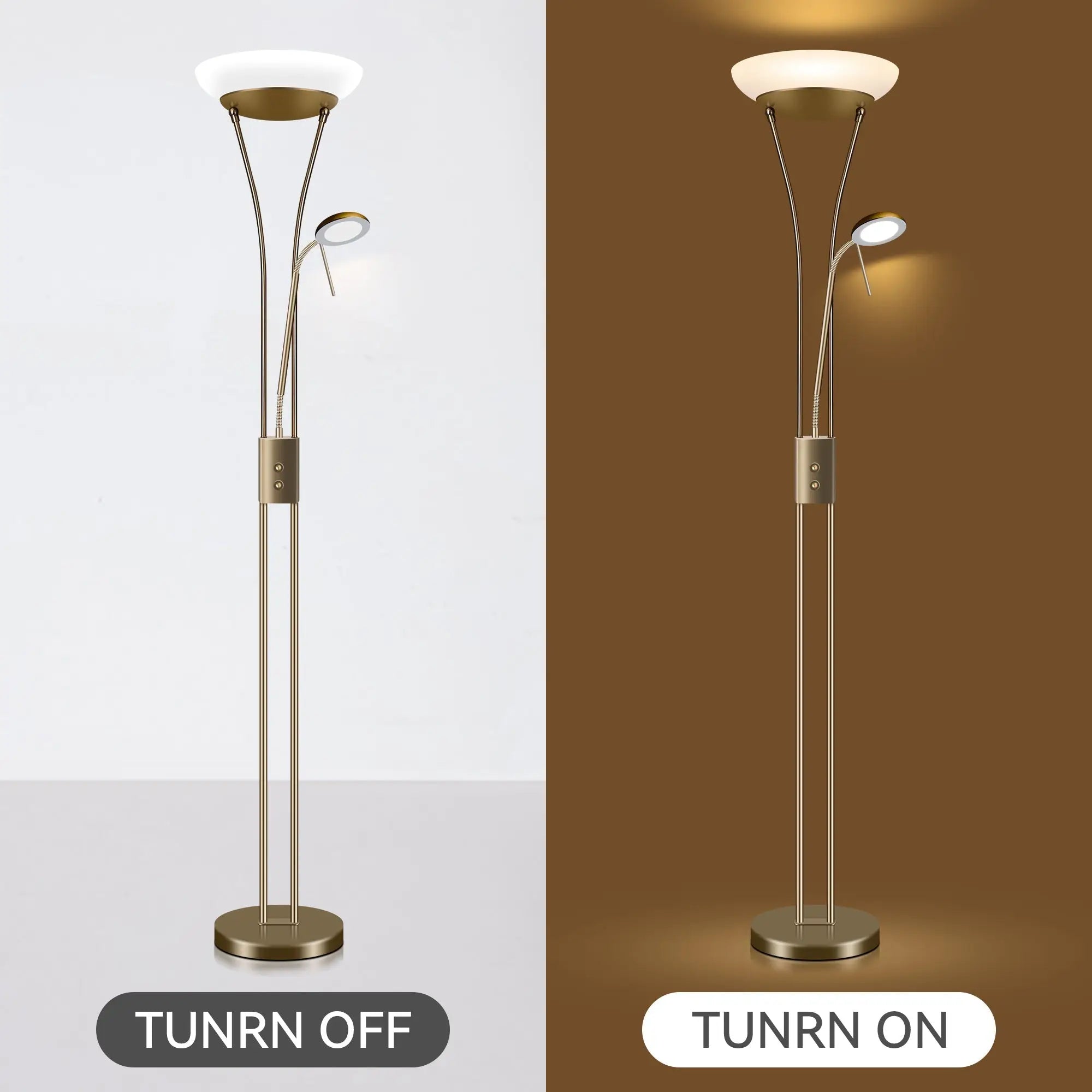 Reed Led Mother & Child Floor Lamp - Antique Brass
