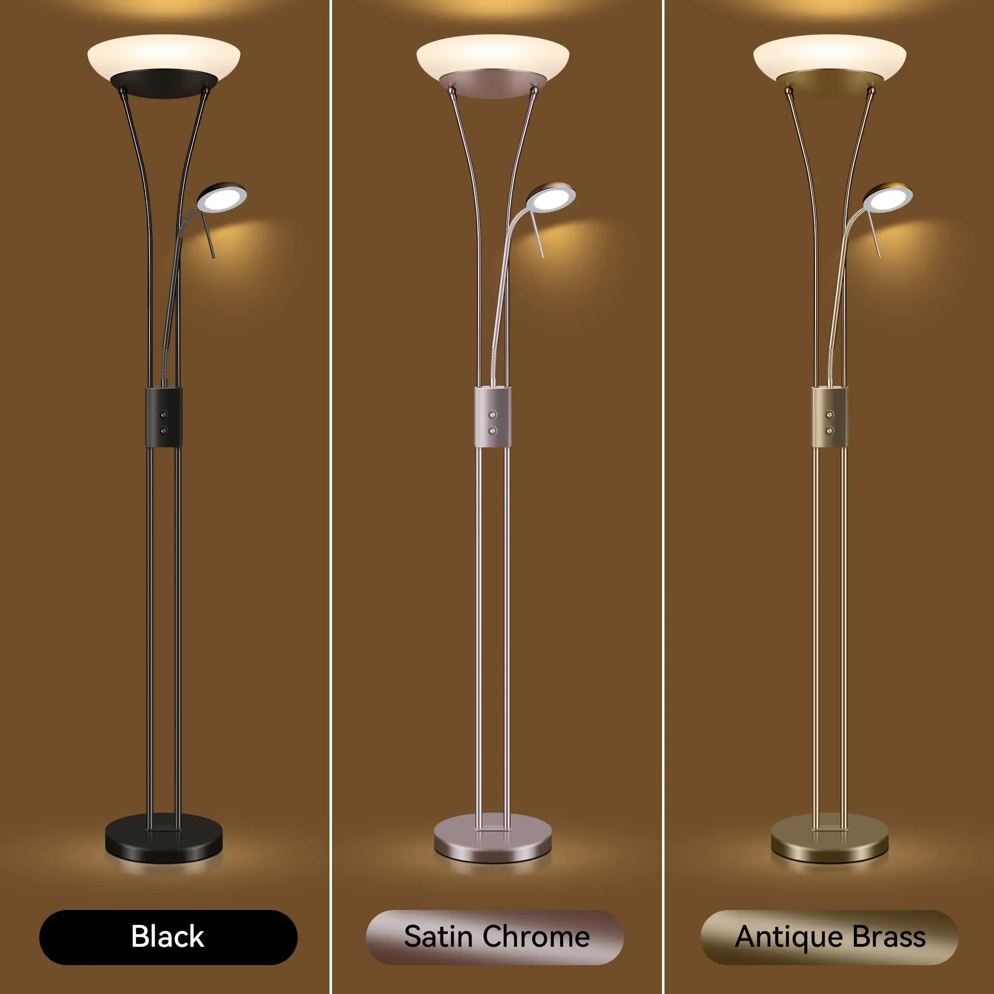 Reed Led Mother & Child Floor Lamp - Antique Brass