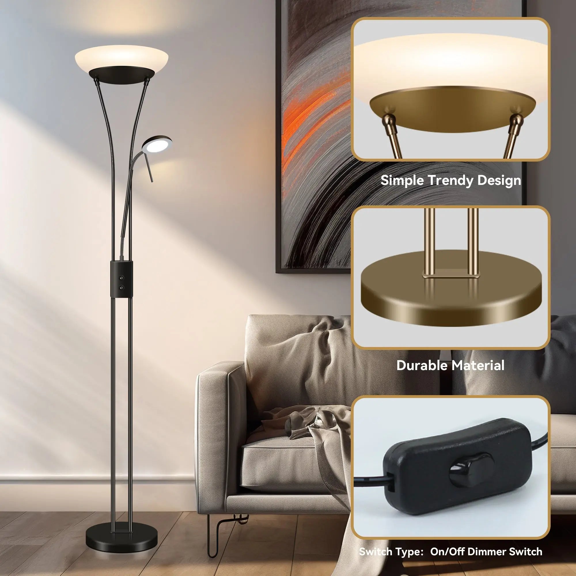 Reed Led Mother & Child Floor Lamp - Black Lexi