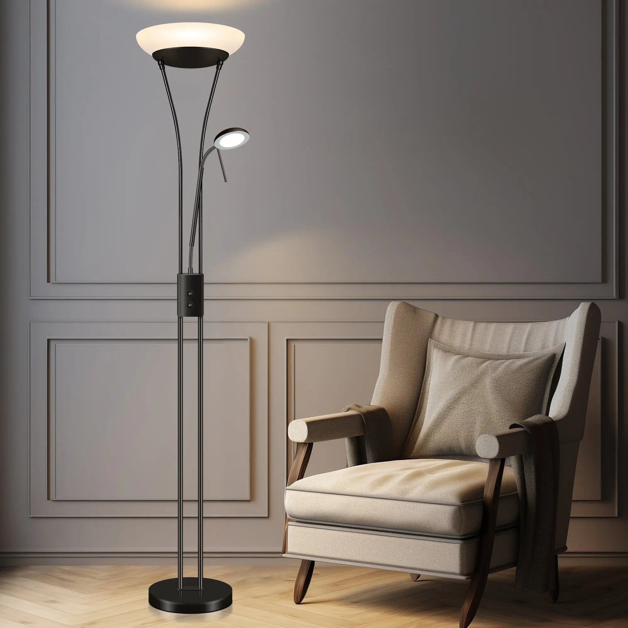 Reed Led Mother & Child Floor Lamp - Black Lexi