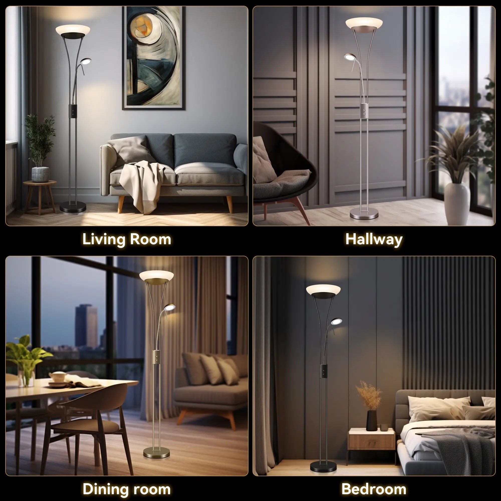 Reed Led Mother & Child Floor Lamp - Black Lexi
