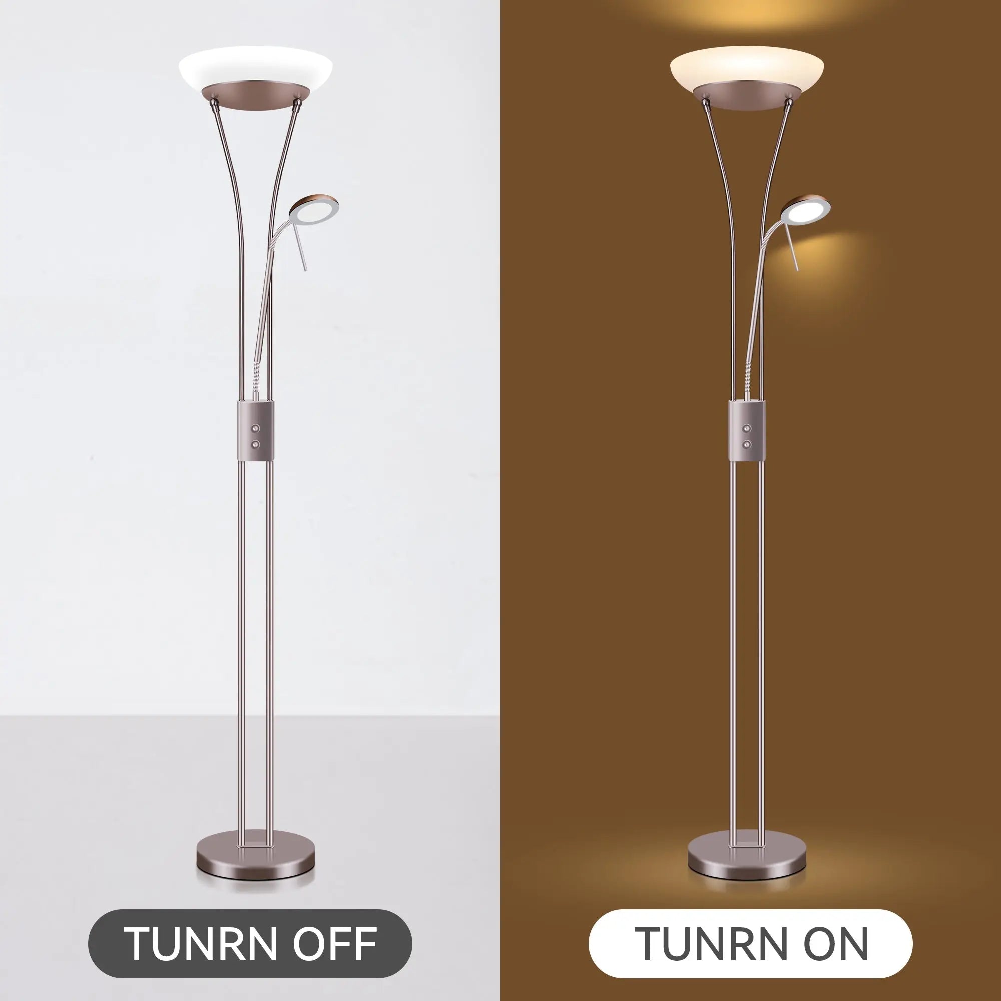 Reed Led Mother & Child Floor Lamp - Satin Chrome Lexi