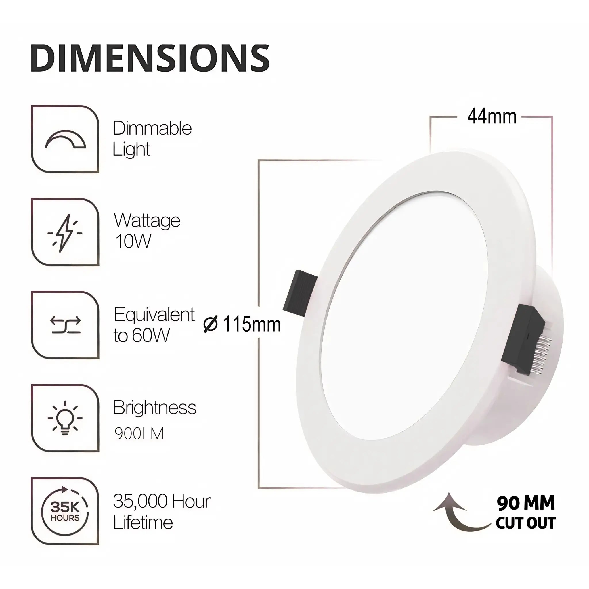 Samsung 10w Tri-colour Dimmable Recessed Ceiling Light 90mm