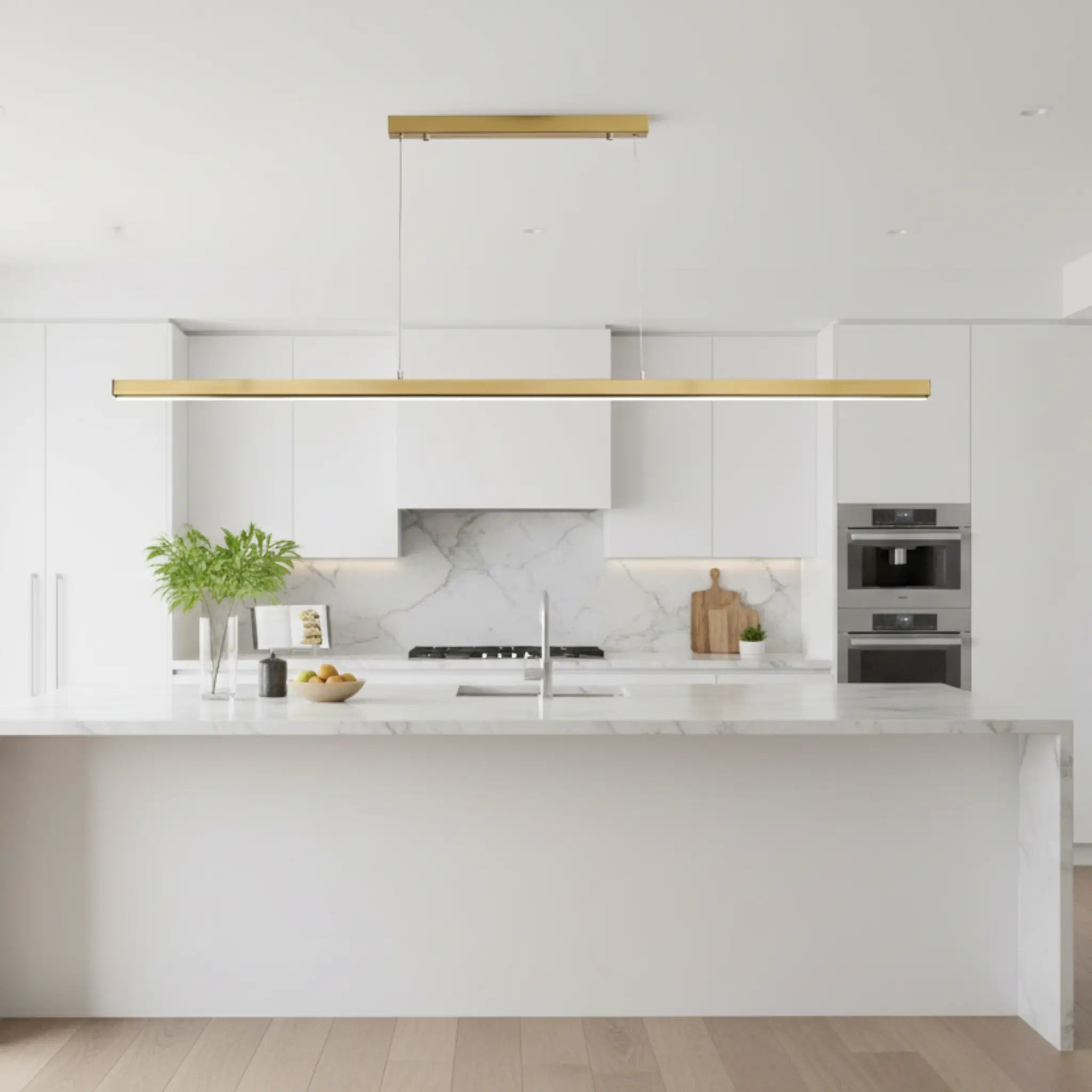 Oriel Shard Satin Brass 1500mm Slimline Led Pendant