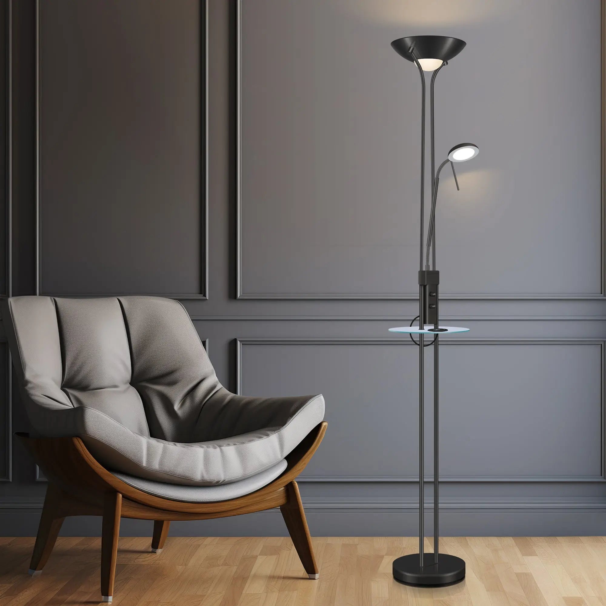 Seed Usb Led Mother & Child Floor Lamp - Black Lexi