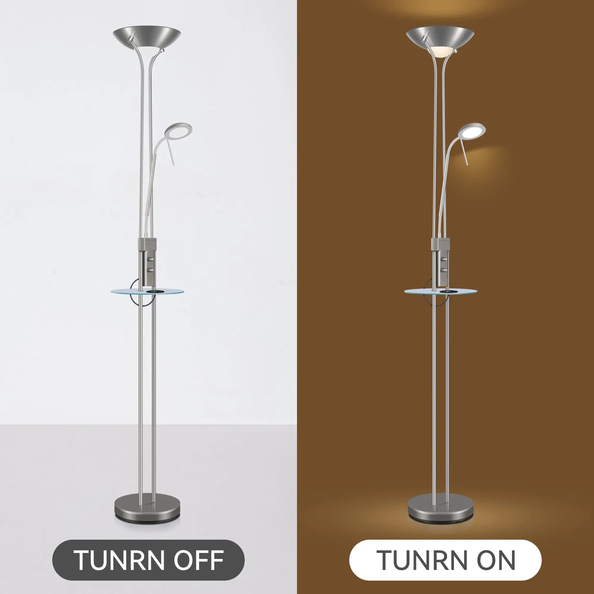 Seed Usb Led Mother & Child Floor Lamp - Satin Chrome