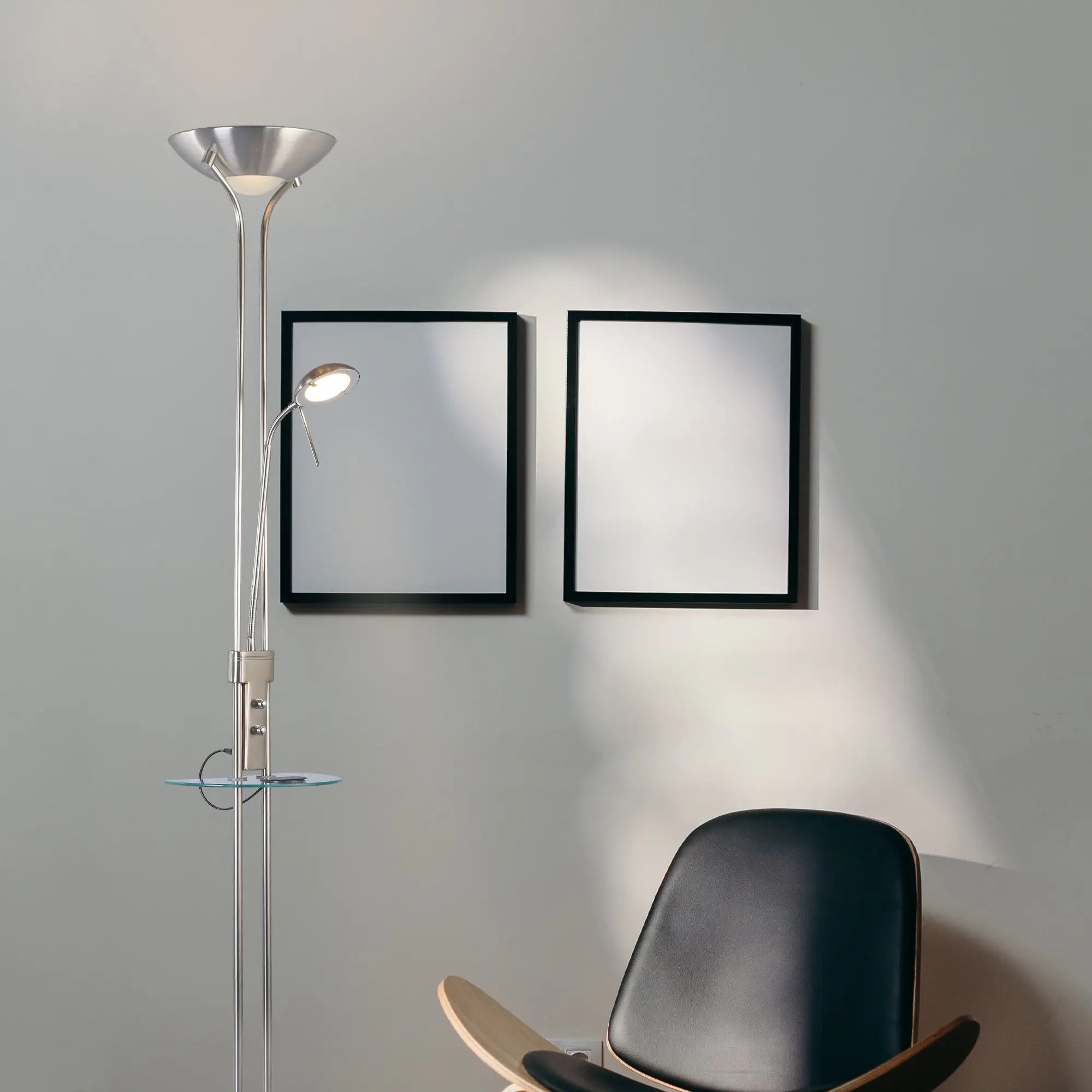 Seed Usb Led Mother & Child Floor Lamp - Satin Chrome