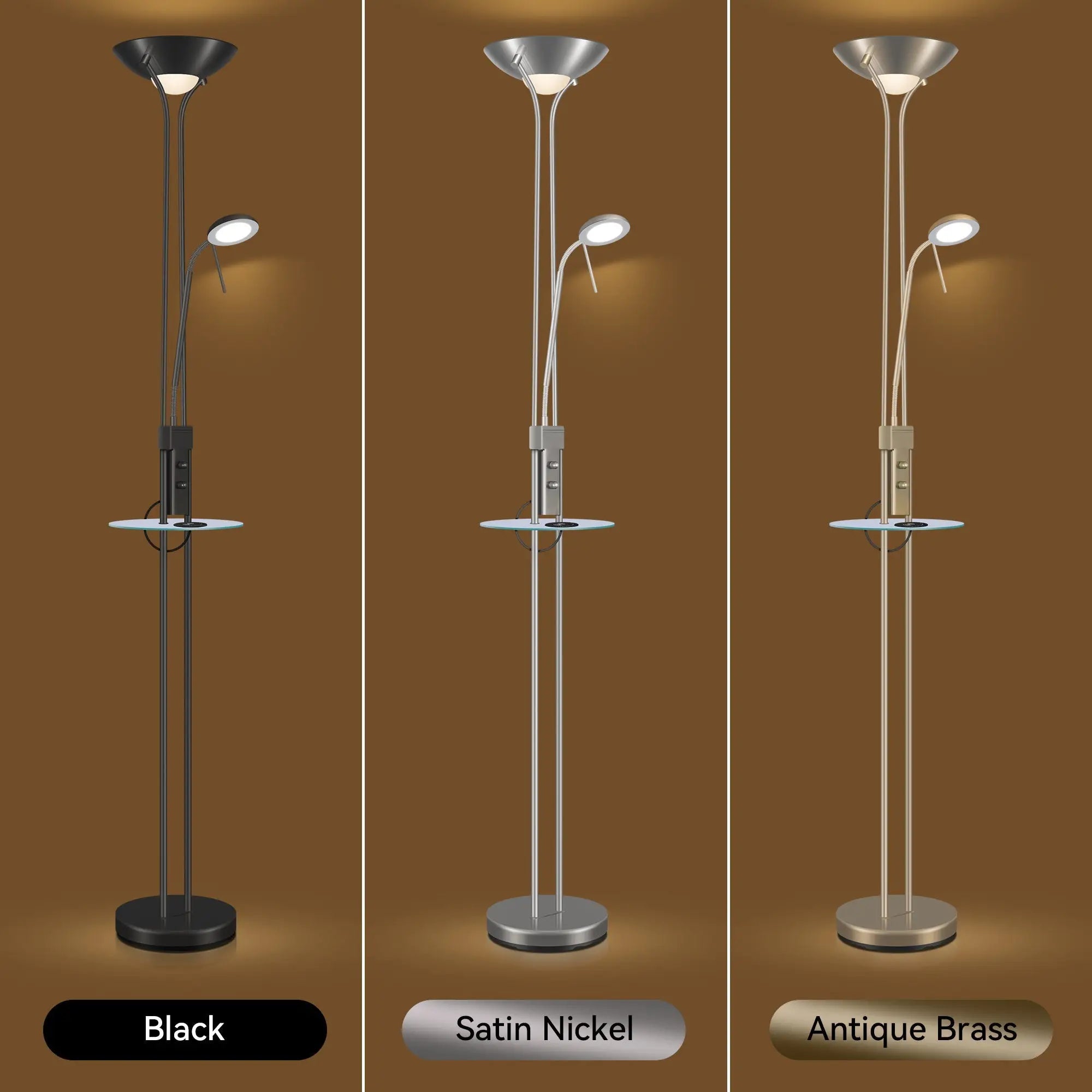 Seed Usb Led Mother & Child Floor Lamp - Satin Chrome