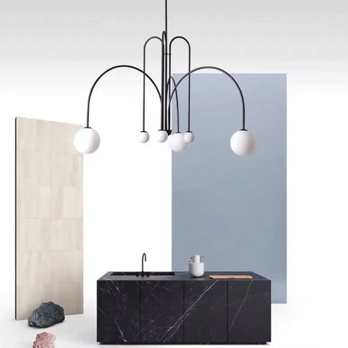 Sestina 6 Light Arched Black Pendant Fitting