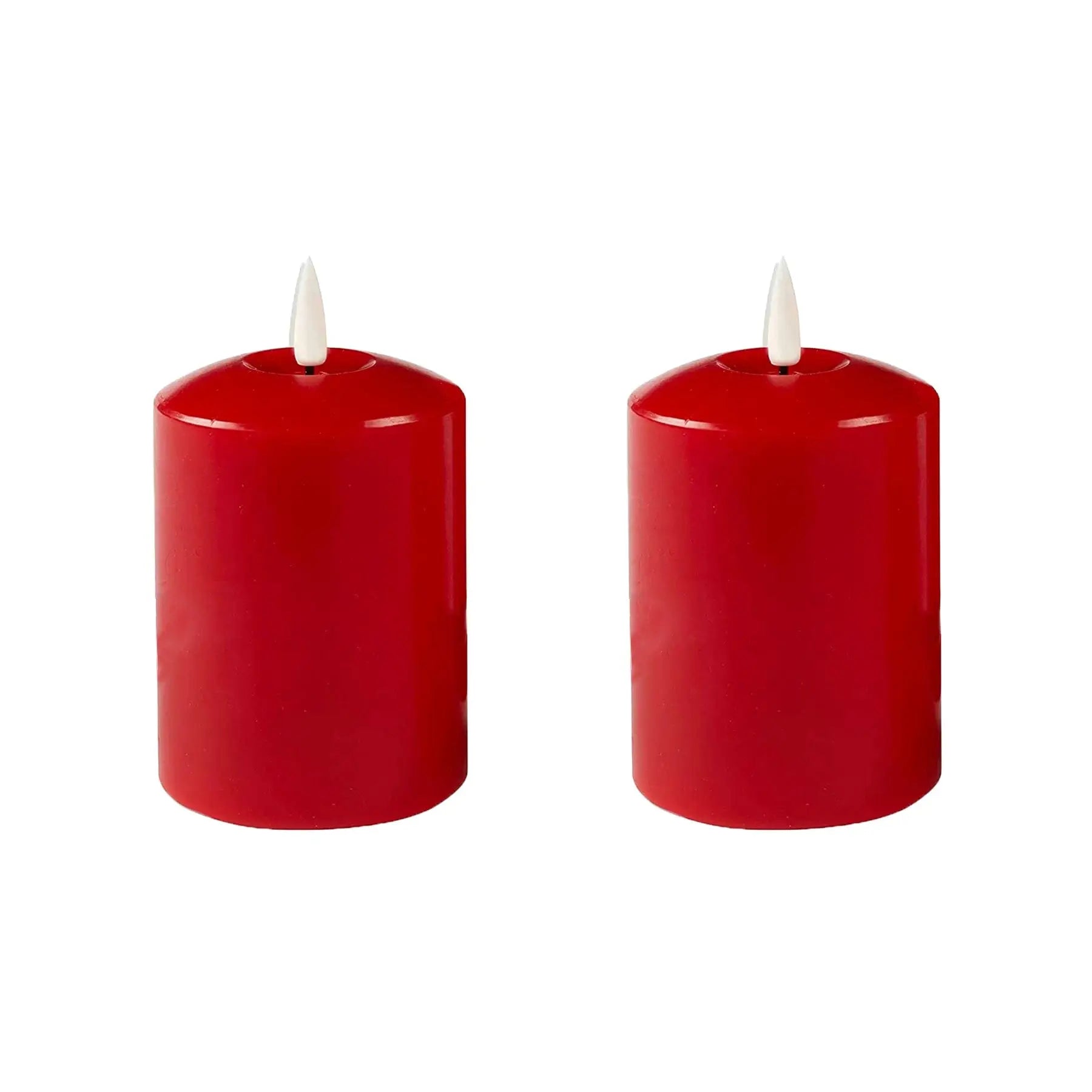 Lexi Lighting Christmas Table Decoration&Candle 13.5cm Set of 2 LED Red Wax Pillar Candles - 3 Size Options LLCA01R