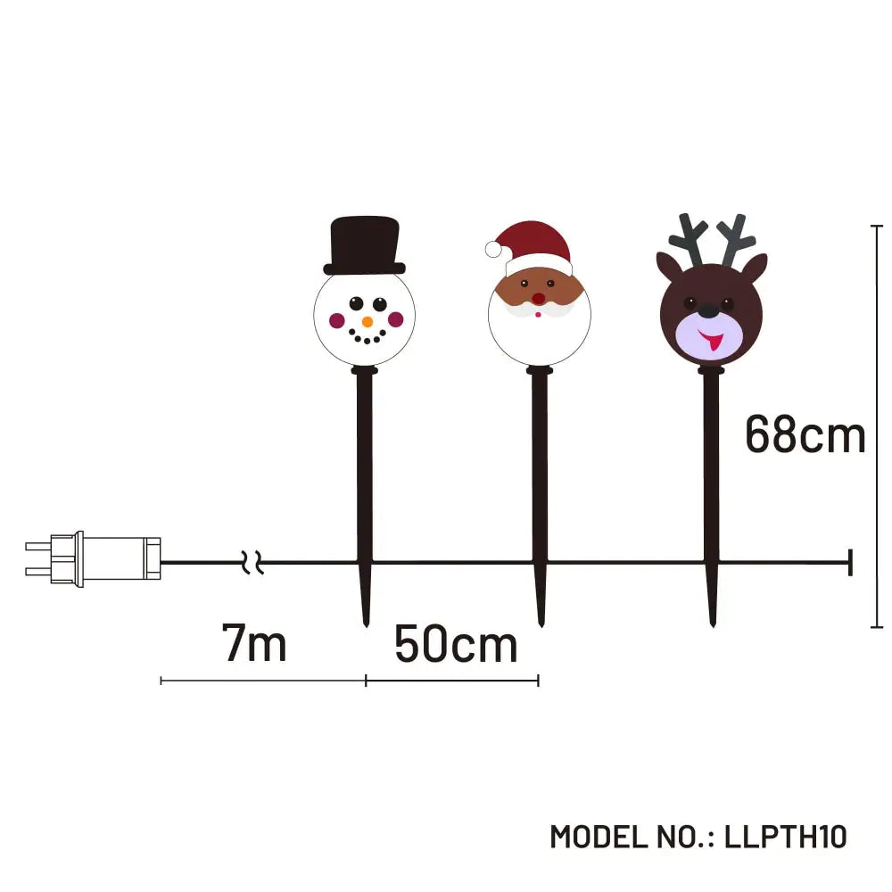 Lexi Lighting Christmas Path Light Set of 3 Indoor/Outdoor Christmas Cartoon Path Light LLPTH10-P