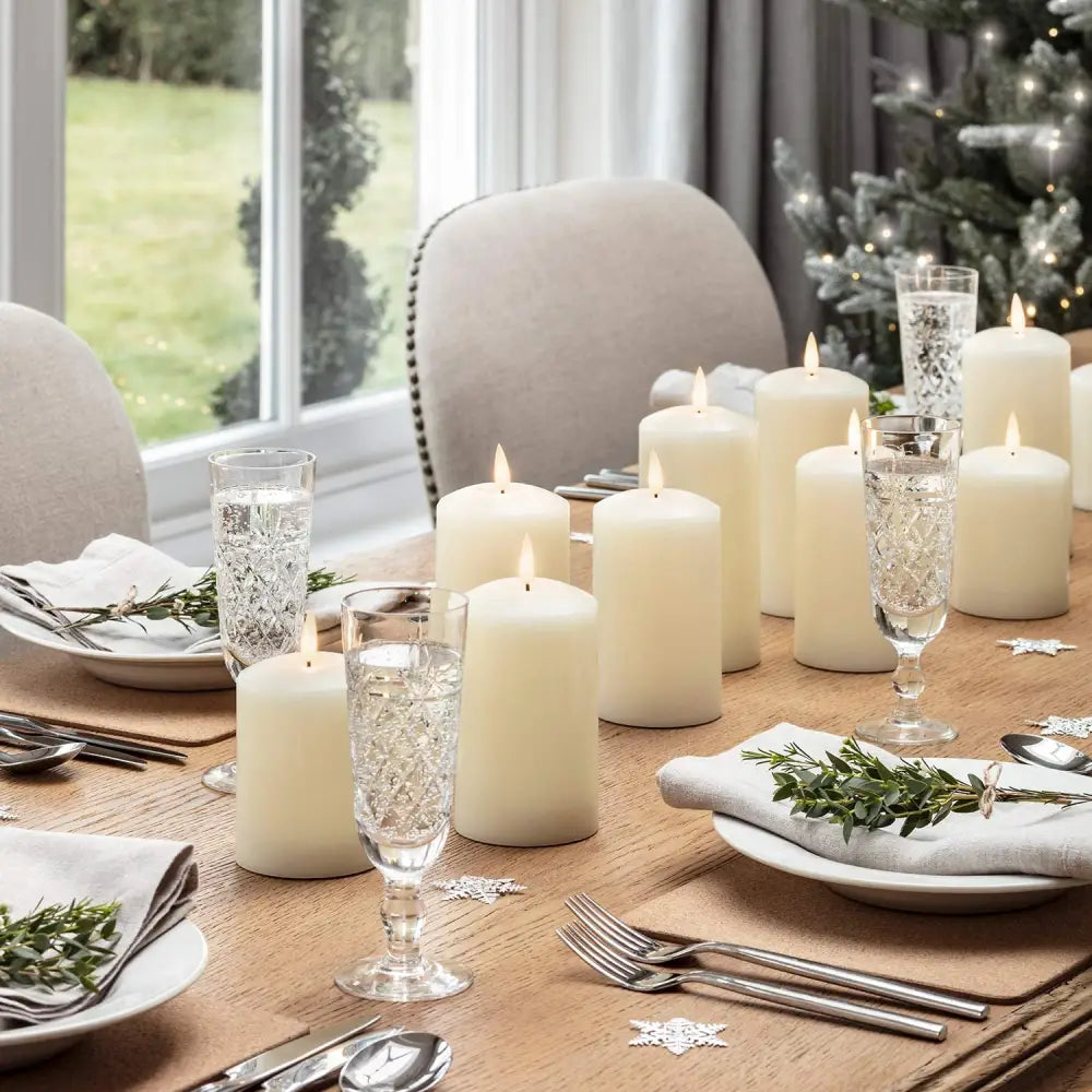 Lexi Lighting Christmas Table Decoration&Candle Set of 3 LED Ivory Wax Pillar Candles IVORYCX3
