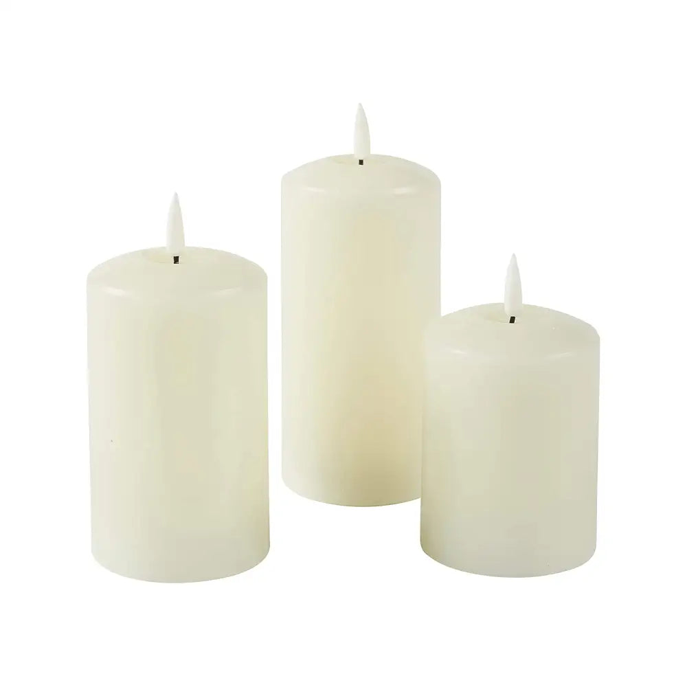 Lexi Lighting Christmas Table Decoration&Candle Set of 3 LED Ivory Wax Pillar Candles IVORYCX3