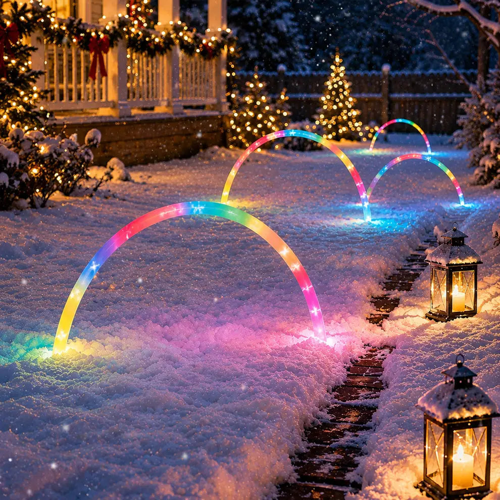 Set of 3 RGB LED Candy Cane Arch Christmas Pathway Lights – Lexi Lighting