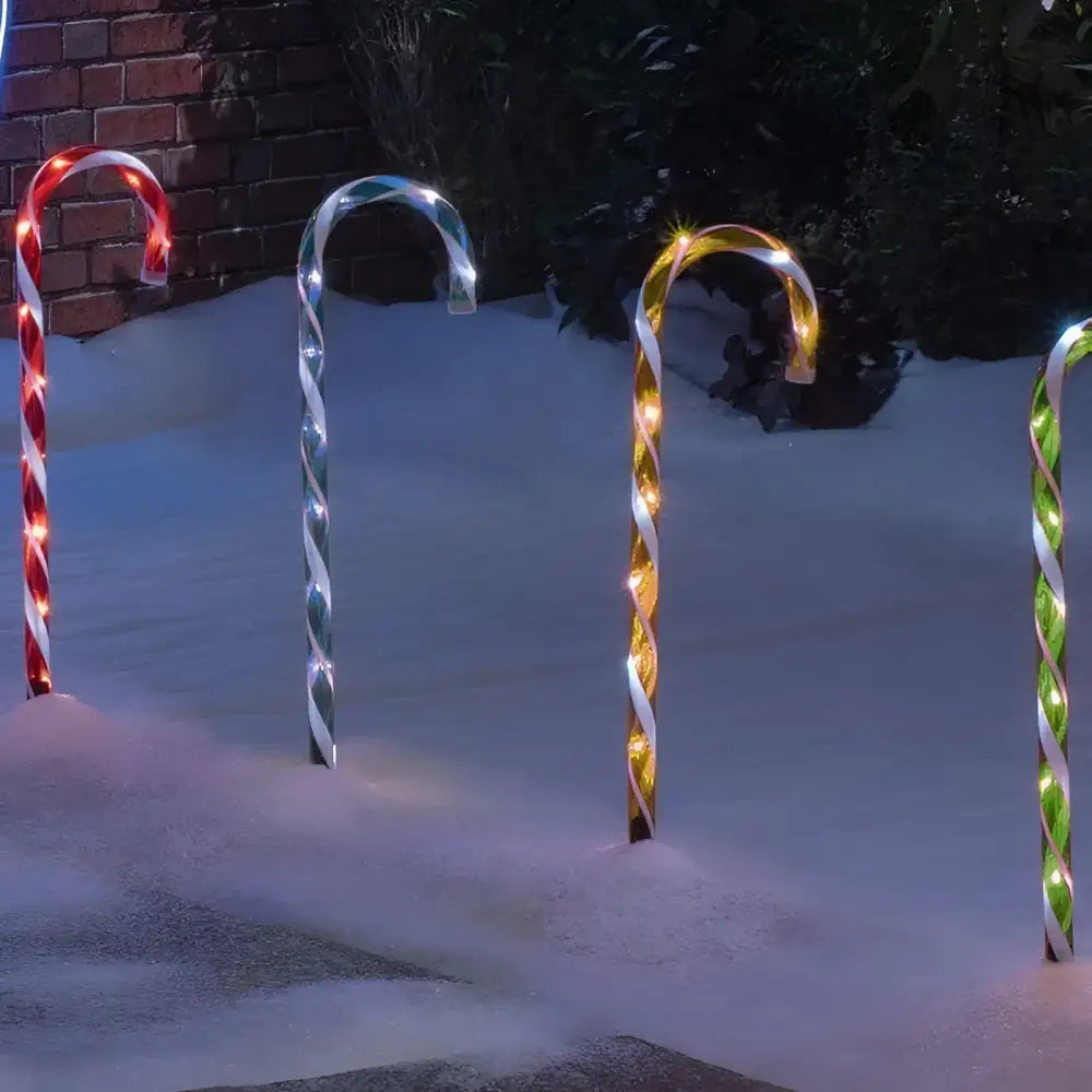 Lexi Lighting Christmas Path Light Set of 4 Connectable Candy Cane - 2 Colour Options
