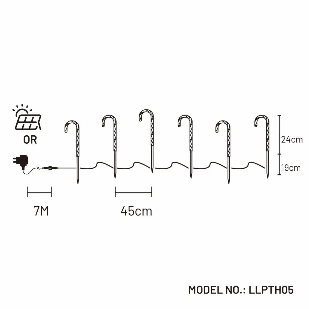 Lexi Lighting Christmas Path Light Set of 6 Dual Power LED Candy Cane Stakes LLPTH05-P