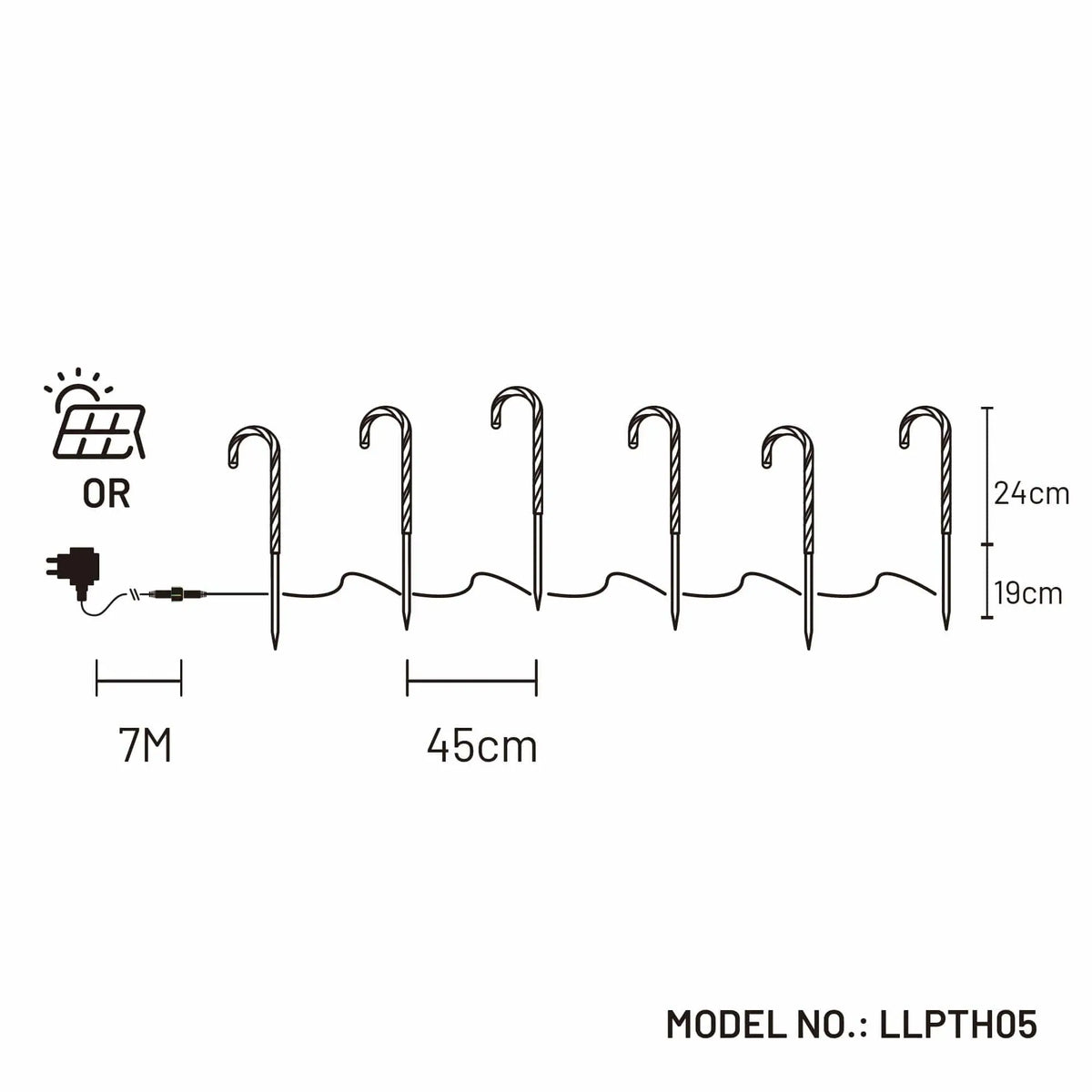 Lexi Lighting Christmas Path Light Set of 6 Dual Power LED Candy Cane Stakes LLPTH05-P