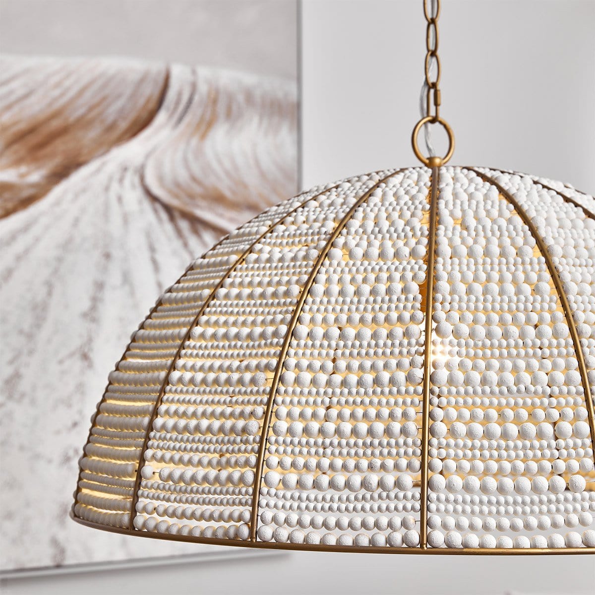 Green Earth Lighting Australia Home & Garden > Lighting Sierra Brass and White Beaded Dome Pendant 20730