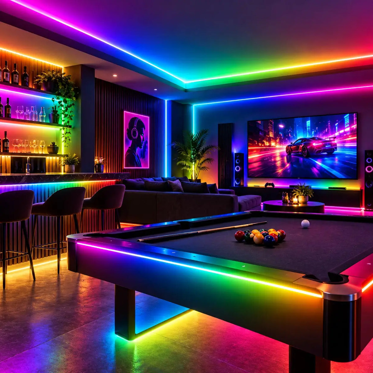 RGB neon flex games room SILICA FLEX PRO 24V 12W – 6×12mm Side Bend RGB LED Neon Flex IP67