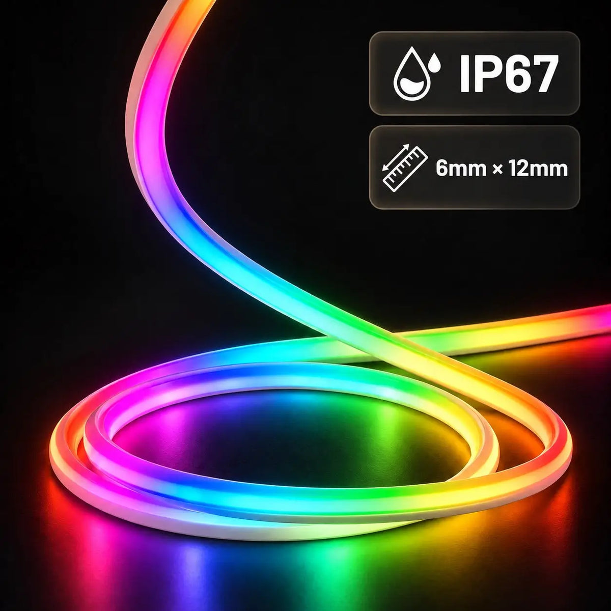 SILICA FLEX PRO 24V 12W – 6×12mm Side Bend RGB LED Neon Flex IP67