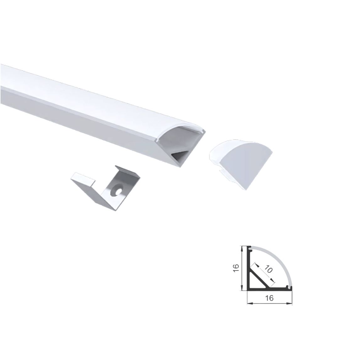 Green Earth Lighting Australia Aluminium extrusion 1M Kit Surface Mount Corner Aluminium Profile - Silver 16mm x 16mm