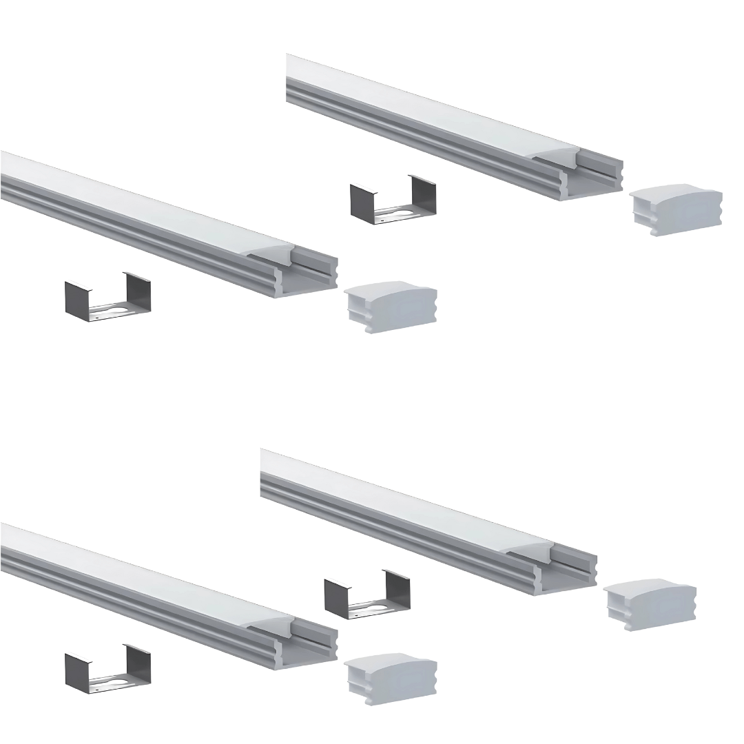 Green Earth Lighting Australia Aluminium extrusion 4 x 1 Meter Kit 1M Kit Surface Mount Corner Aluminium Profile - Silver 16mm x 16mm GE-1616S-4