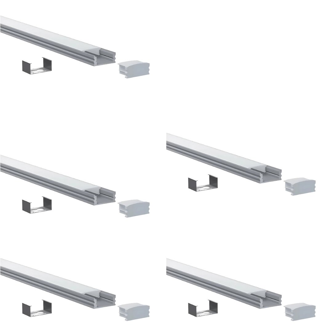 Green Earth Lighting Australia Aluminium extrusion 5 x 1 Meter Kit 1M Kit Surface Mount Corner Aluminium Profile - Silver 16mm x 16mm GE-1616S-5